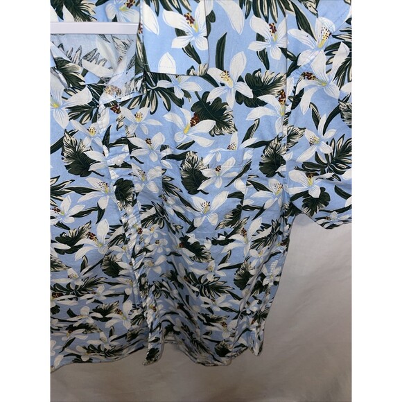 Hisdern Hawaiian Shirt Men’s Size Large Blue Floral Button Up Short Sleeve - Picture 7 of 12